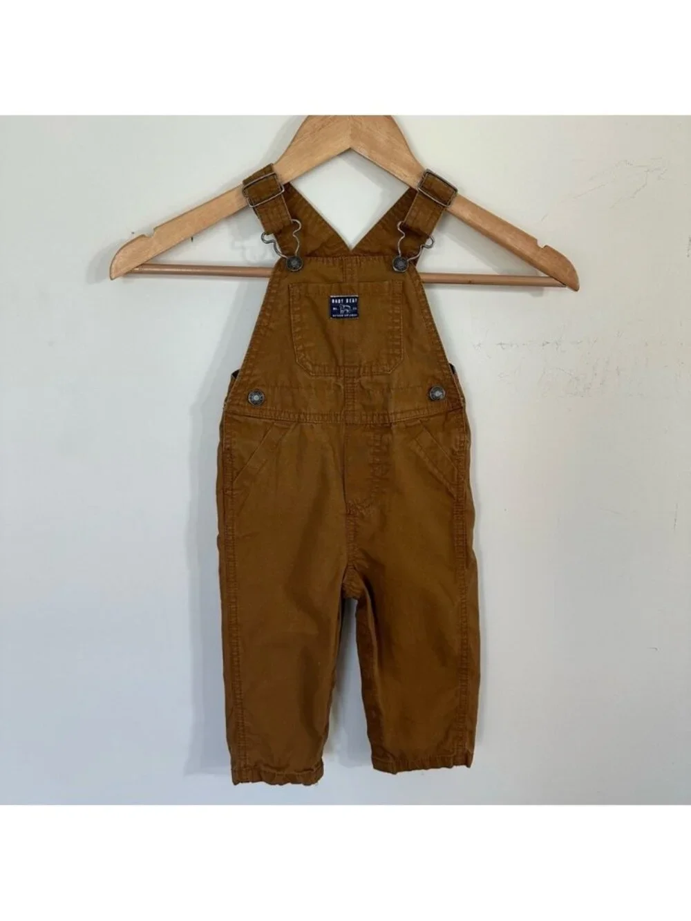 Carters Overalls Brown Baby‎ Toddler 12M Snap Leg Closure 100% Cotton